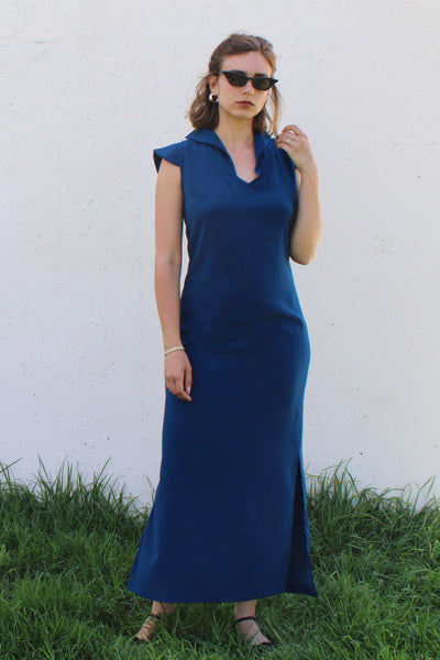 שמלת ערב  מקסי בצבע כחול רויאל- לירוי
