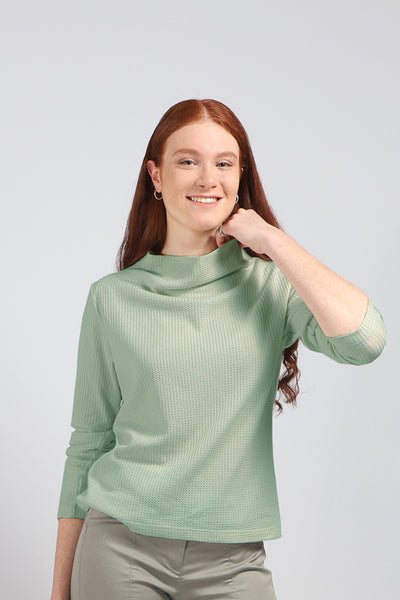 חולצת חורף מבד פיקה 100% כותנה בצבע ירוק מרווה - ברנרד