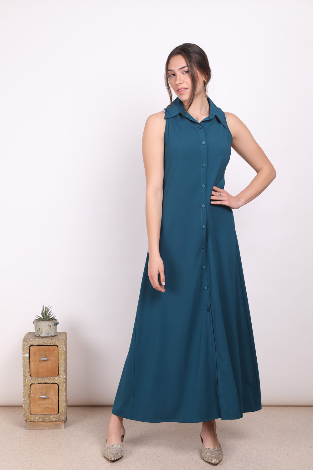 שמלת  מקסי  ערב בצבע כחול משגע - שמלת אלן
